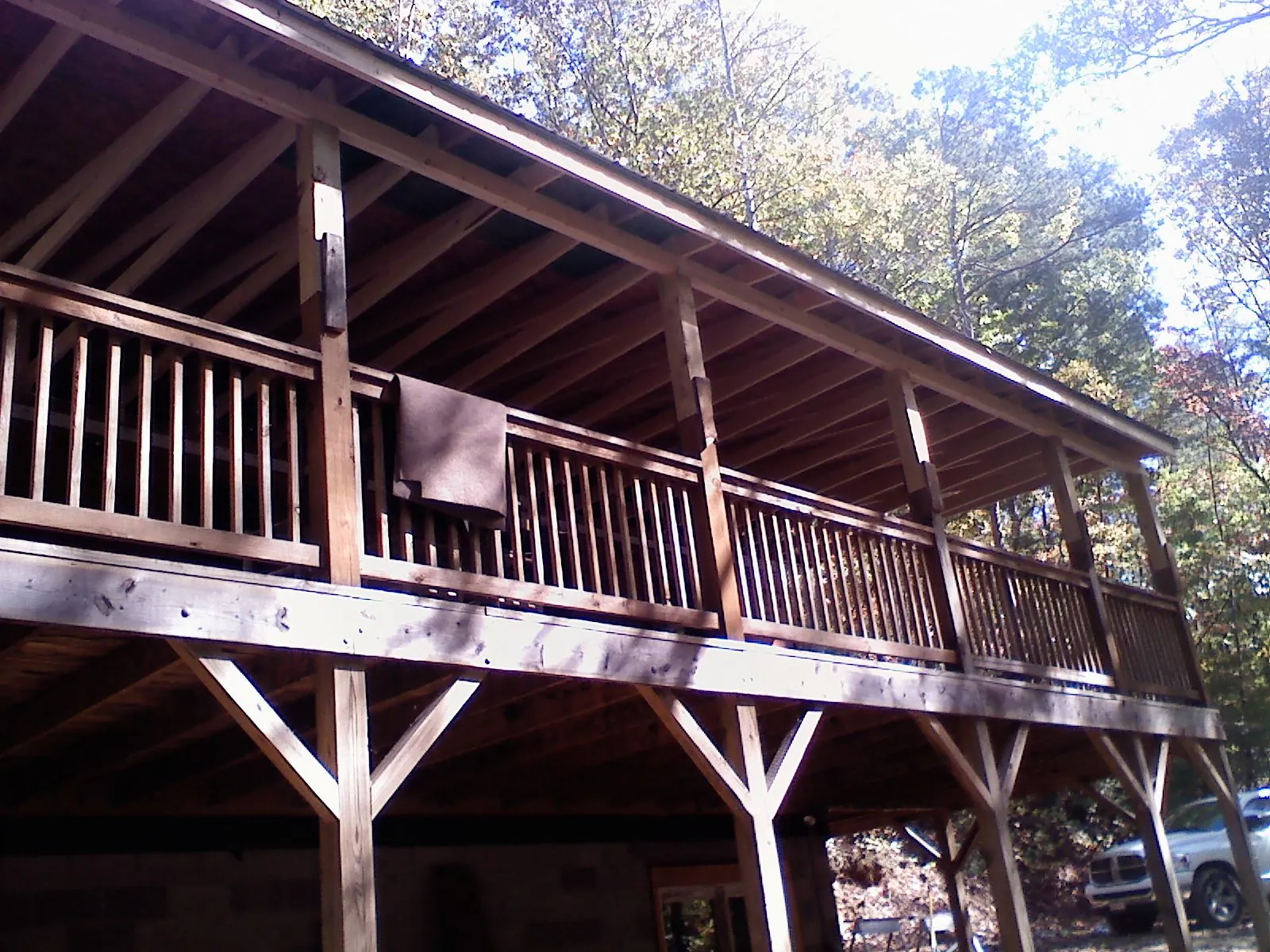 Timber framing under a new elevated porch and deck — Roof Leak Repair in Adamsburg by Roofing Brothers
